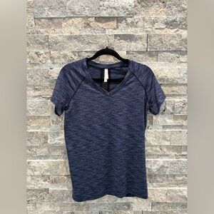 Navy Heather Women's Short Sleeve Active Workout Top